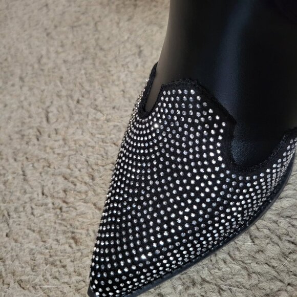 NWT WOMAN'S RHINESTONE VEGAN LEATHER COWBOY BOOTS SZ 9 - Picture 4 of 8